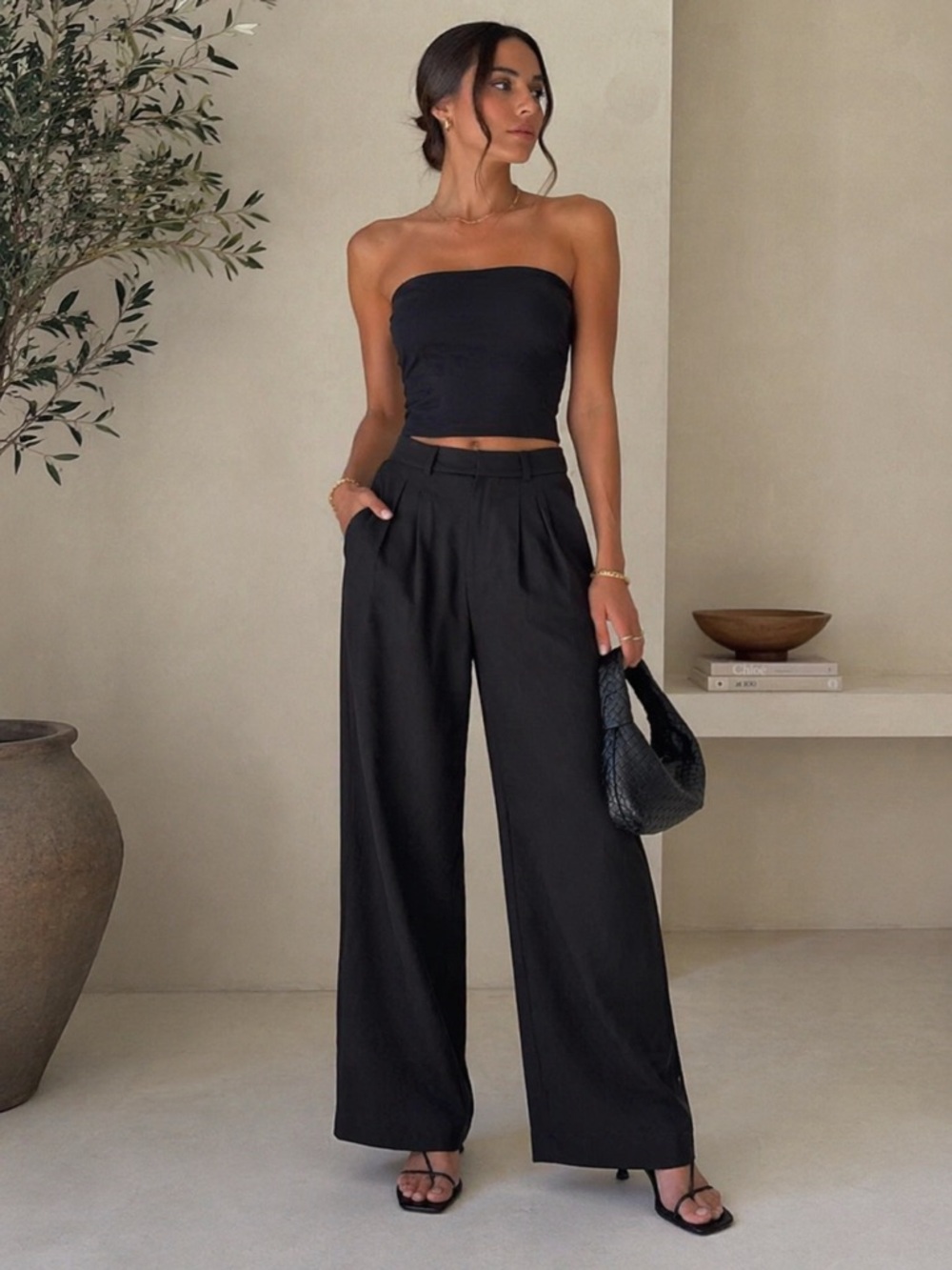 NWT ELIE TAHARI LINEN BLEND Wide Leg DARK NAVY Trousers ETR31124 97064 Sz 10